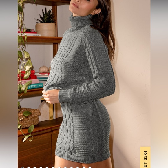 Grey Cable Knit Two-Piece Sweater Dress - Picture 1 of 9